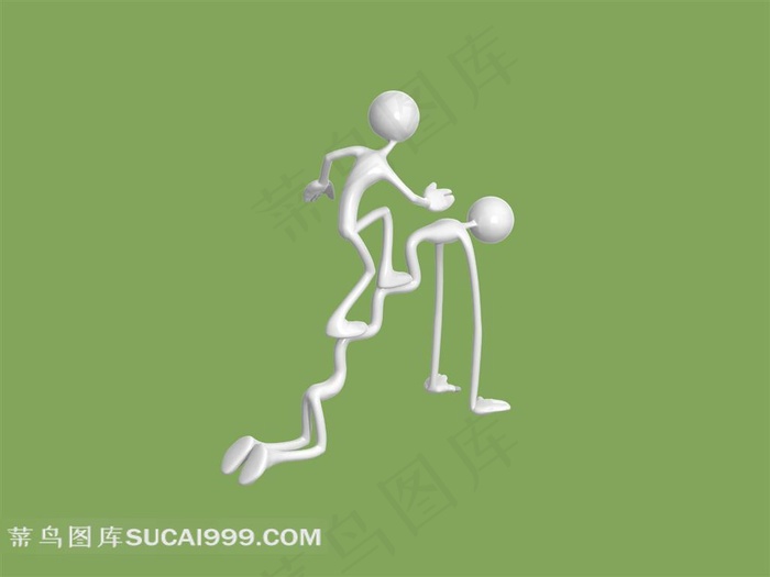 3D小人踩爬地小人背*高清素材