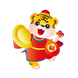 手绘2022虎年新年春节卡通老虎形象IP插画元素AI设计素材图案
