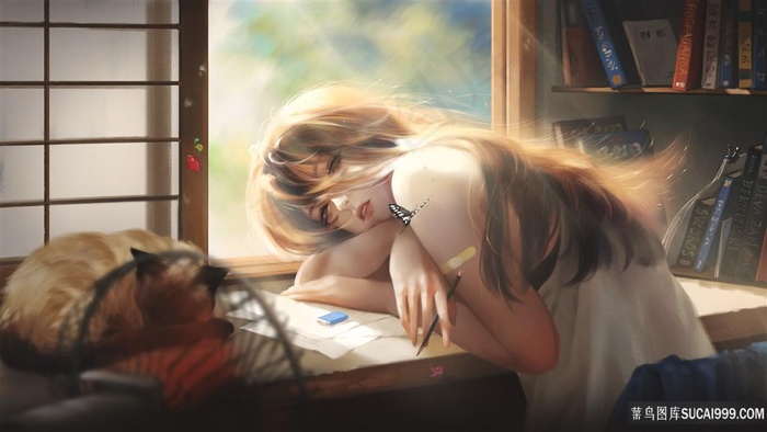 下午 趴在桌子的女孩4k