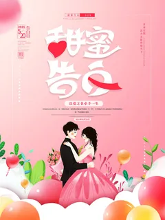 唯美浪漫520情人节主题活动宣传促销海报展板模板PSDAI设计素材