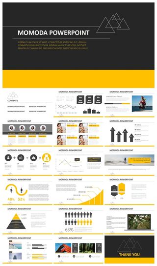 黑黄配色时尚欧美风PPT模板