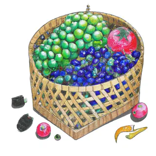 彩色水果竹编手绘 彩色水果竹编手绘