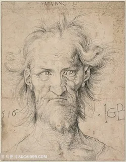 丢勒手绘胡须老者艺术挂画