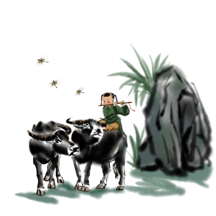 清明清明节卡通牧童放牛