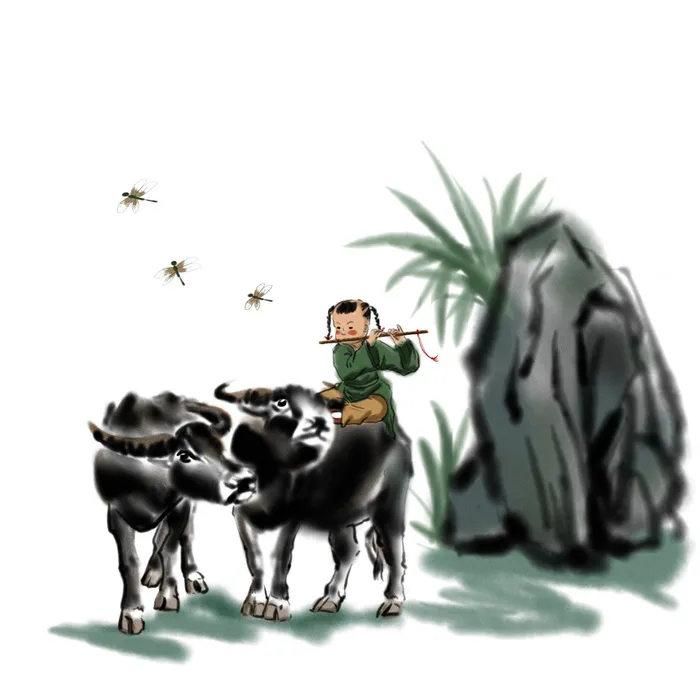 清明清明节卡通牧童放牛psd模版下载