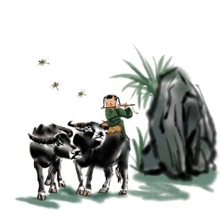 清明清明节卡通牧童放牛