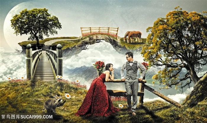 唯美梦幻婚纱摄影情侣图片