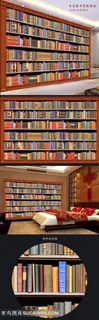 图书室书架装饰画背景墙