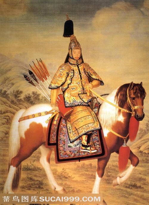 中国宫廷画师郎世宁的乾隆皇帝大阅图轴