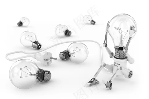 创意3D灯泡小人图片