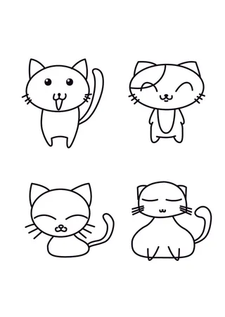 手绘简笔猫咪