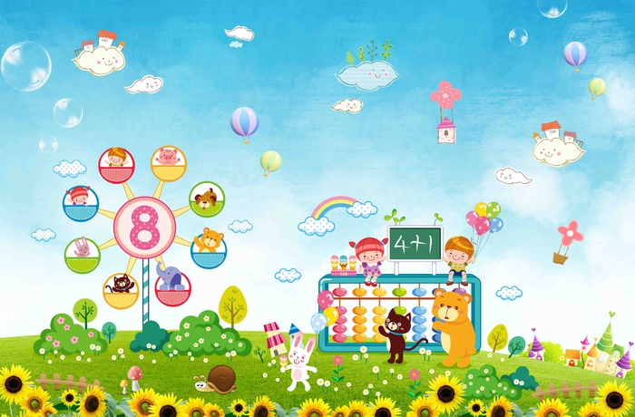 幼儿园背景墙psd模版下载