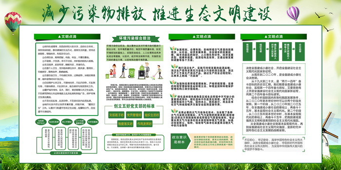 减少污染排放推进生态文明建设环保宣传海报展板psd模版下载