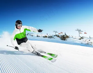 冬日滑雪的运动员高清素材大图