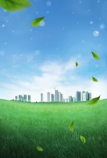 绿色绚丽科技城市建筑海报