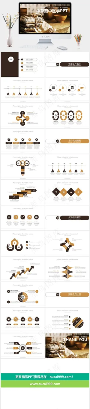 中药中医治病PPT模板ppt模版