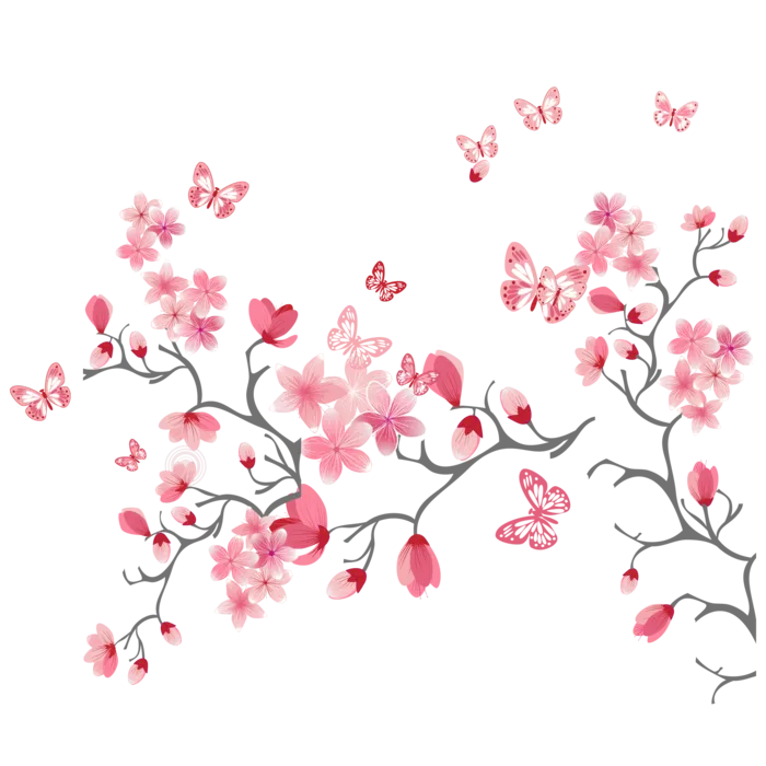 春天浪漫粉红色樱花手绘樱花梅花桃花花朵图片PNG免扣素材