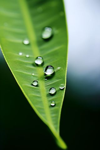 枝叶树叶绿色水滴露珠清新背景