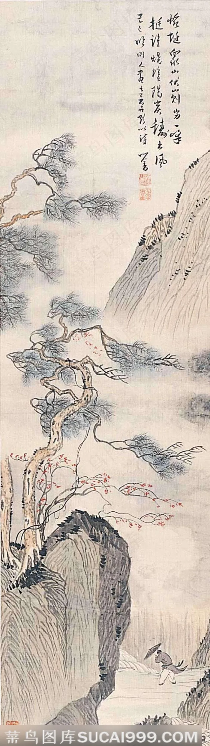 溥心畬中国画《山水人物》