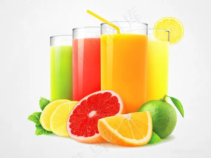 各种水果蔬菜榨汁果汁