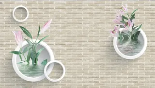 雕塑砖墙兰花背景墙