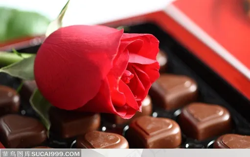 巧克力桌面壁纸-巧克力上玫瑰花
