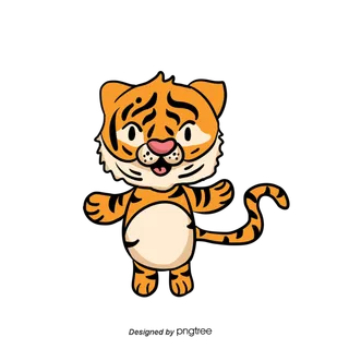 卡通小老虎PNG免抠插画素材可爱动物老虎插画贴图PNG免抠设计素材