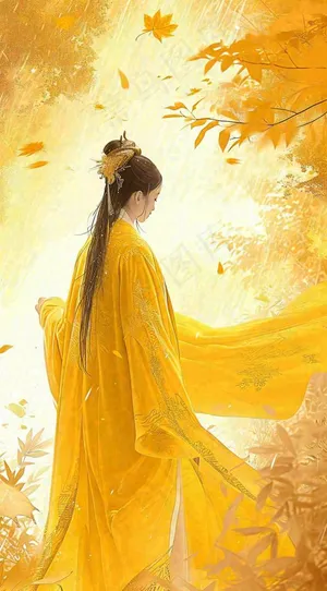 中国风古风美人秋天秋叶温馨