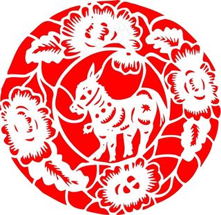 剪纸马卡通素材图片