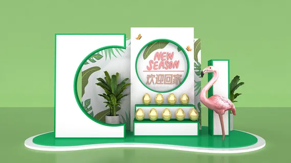春天门头cdr设计素材春季美陈景观拱门打卡拍照框dp堆头3d模板 春天门头cdr设计素材春季美陈景观拱门打卡拍照框dp堆头3d模板