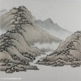 王军河工笔山水青绿山水传统山水皴法国画界画鬼脸皴袁江袁耀短披麻皴