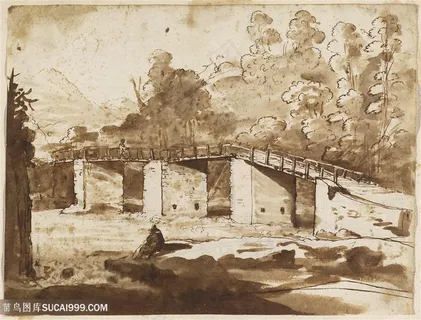河流桥风景画装饰画 河流桥风景画装饰画