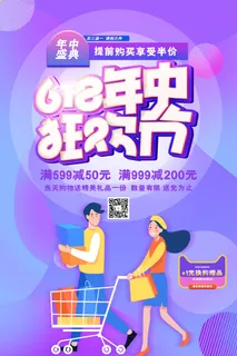 618电商促销大促海报宣传折扣模板PSD分层设计素材