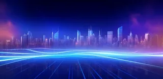 蓝色科技线条城市几何背景