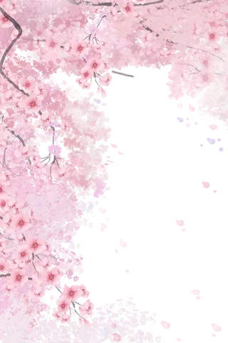 二十四节气春天春季樱花竖版海报边框