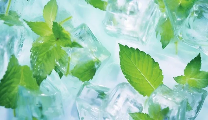 清凉夏日冰块薄荷水背景(1440x832)
