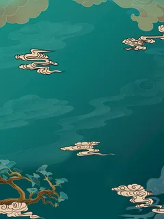 国潮中国风复古敦煌岩彩山水祥云插画烫金肌理背景PSD设计素材 国潮中国风复古敦煌岩彩山水祥云插画烫金肌理背景PSD设计素材