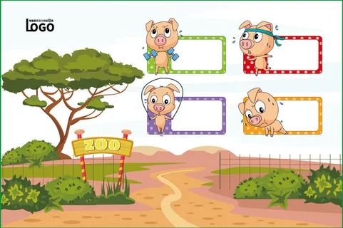 动物世界卡通不干胶标签贴纸