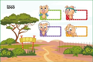 动物世界卡通不干胶标签贴纸