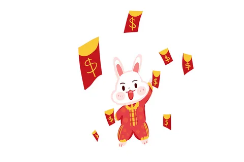 手绘2023兔年新年卡通兔子形象IP插画元素PSD设计素材png图案