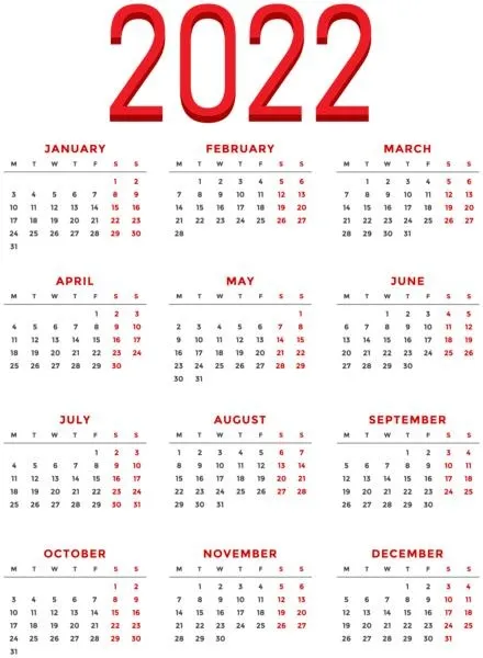 日历 2022 年 PNG免抠(440x600)