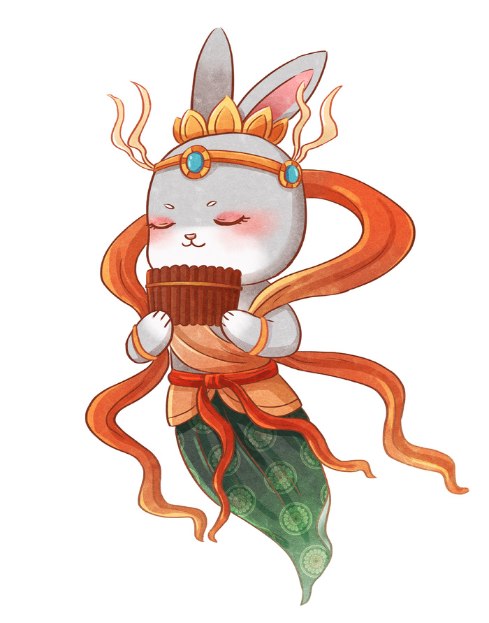 天仙排箫兔子 排箫兔子 兔子 兔年元素 兔年兔子