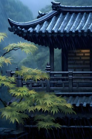 雨水国风建筑背景