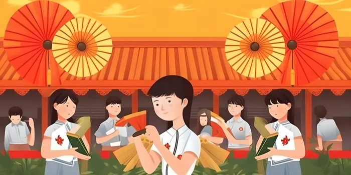 学生中国红祖国繁花背景(3600x1800)