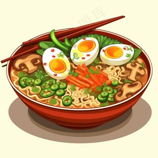 美食食物面条麻辣烫插画素材