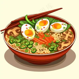 美食食物面条麻辣烫插画素材