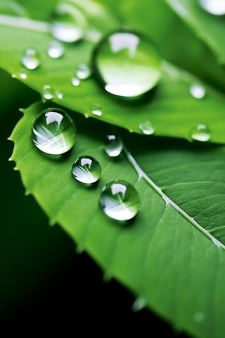 绿色清新水滴绿叶背景图