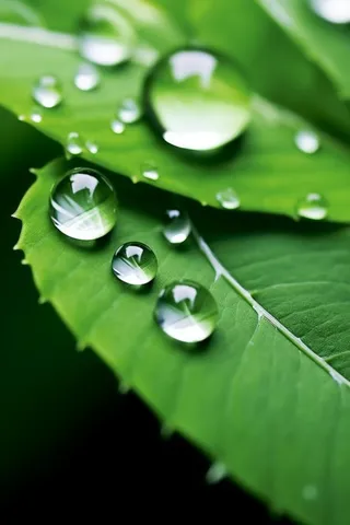 绿色清新水滴绿叶背景图