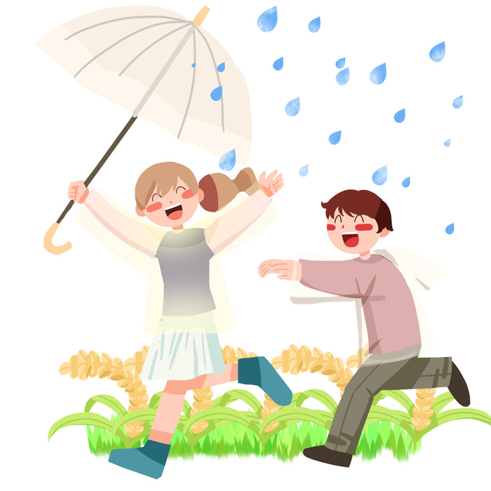 二十四节气谷雨场景插画psd模版下载