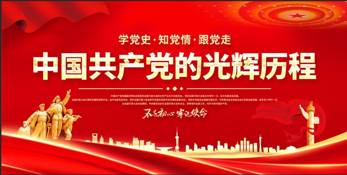 中国共产党的光辉历程宣传党建文化墙展板展馆展厅文化墙psd模版下载